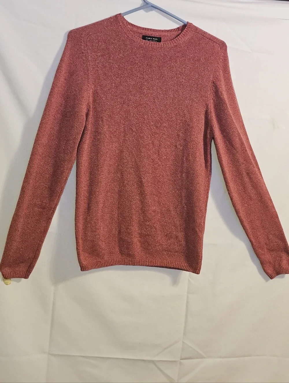 Zara Mens Crew Neck Jumper Sweater Large Orange Size Small
